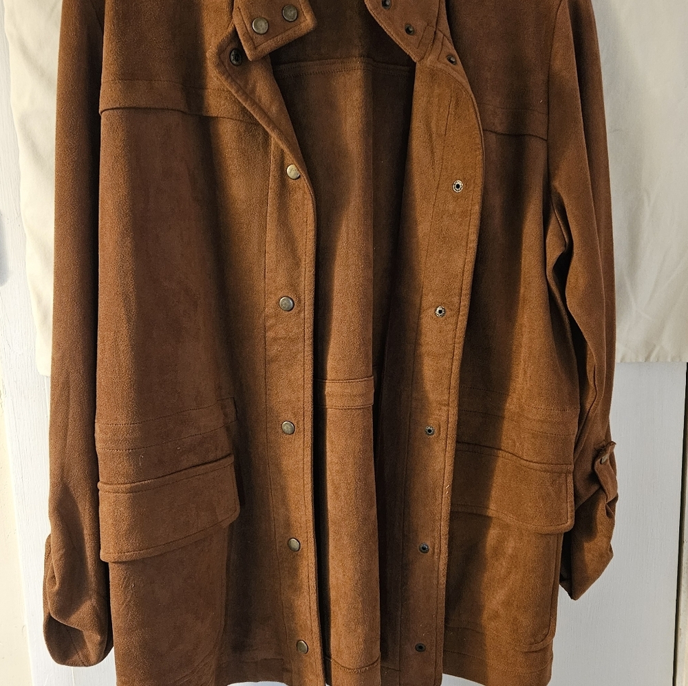 Solitaire Brand  Brown Vegan Suede Jacket